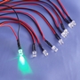 LED. GREEN. Integral 200mm leads, 5mm x 5Volt  EACH (TS0736)