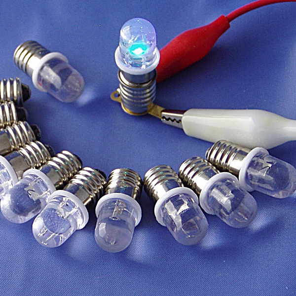 LED. Globe RGB (Red-Blue-Green)  E10 MES 3Volt Each   (TS0752)