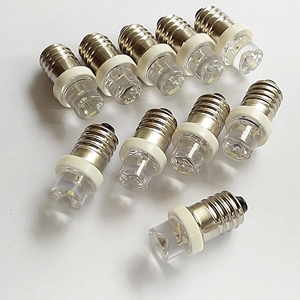 LED. Globe Cold White E10 MES 3 Volt DC   Pk/10  (TS0753)