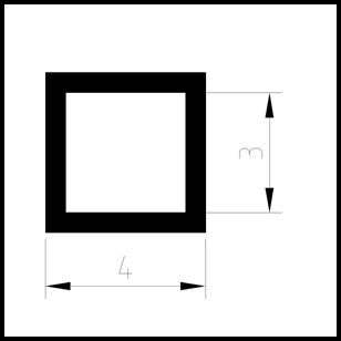 Carbon Fibre hollow square 1000x4.00 x4.00 OD; 3.00 x 3.0IDmm ea (TS2516)